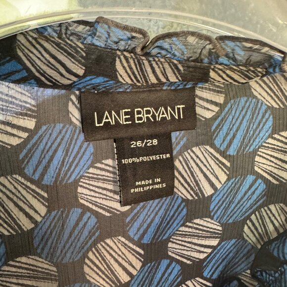 Lane Bryant Women’s Sheer Blue & Gray Geometric Print Blouse Size 26/28 - Picture 3 of 5